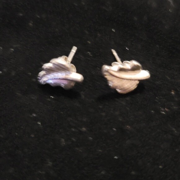 Silver Toned Small Leaf Post Earrings - Picture 2 of 4